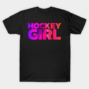 Ice Hockey Girl Pink and Purple Design For Players T-Shirt